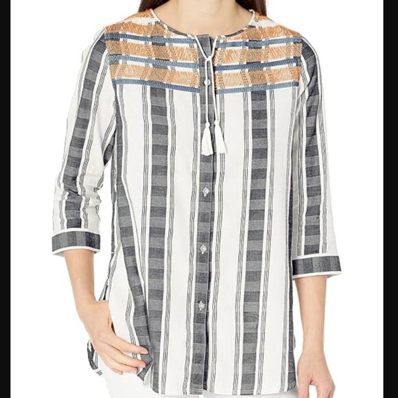 WOOLRICH Cleo Falls Eco Rich Button Tunic Womens Sz S Sustainable Organic Cotton - Picture 2 of 10